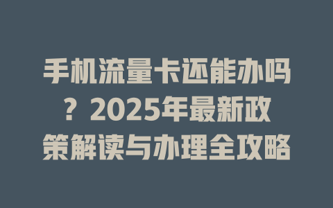 手机流量卡还能办吗？2025年最新政策解读与办理全攻略