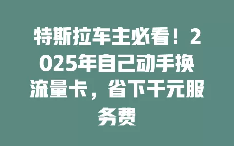 特斯拉车主必看!2025年自己动手换流量卡,省下千元服务费