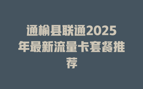 通榆县联通2025年最新流量卡套餐推荐