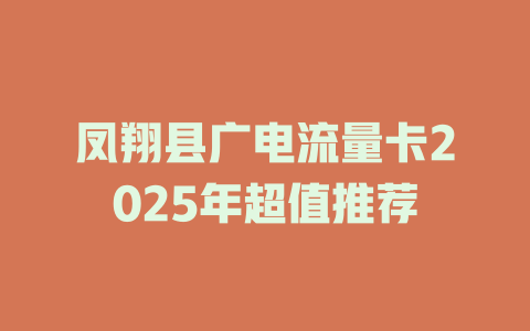 凤翔县广电流量卡2025年超值推荐