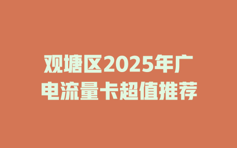 观塘区2025年广电流量卡超值推荐