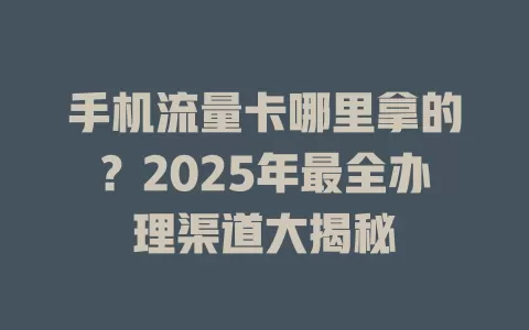 手机流量卡哪里拿的？2025年最全办理渠道大揭秘