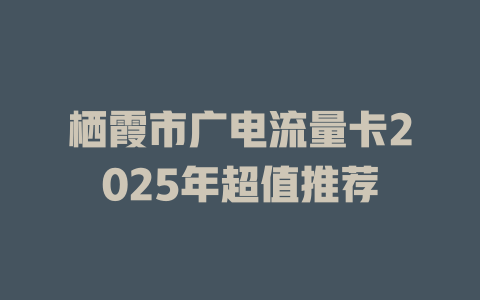 栖霞市广电流量卡2025年超值推荐