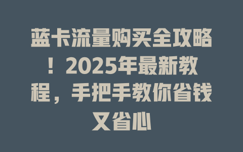 蓝卡流量购买全攻略！2025年最新教程，手把手教你省钱又省心