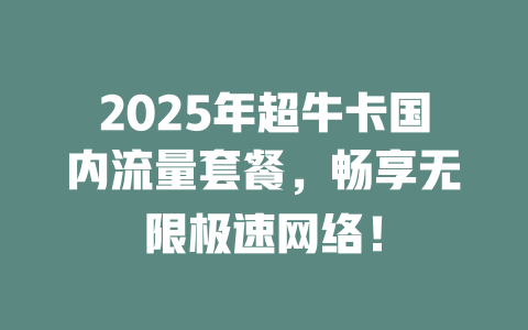 2025年超牛卡国内流量套餐，畅享无限极速网络！