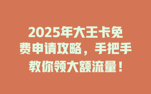 2025年大王卡免费申请攻略，手把手教你领大额流量！