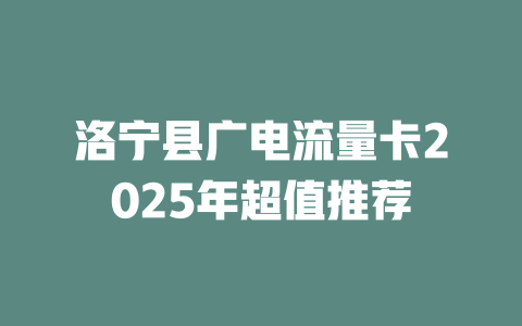 洛宁县广电流量卡2025年超值推荐