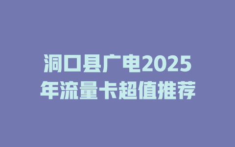 洞口县广电2025年流量卡超值推荐