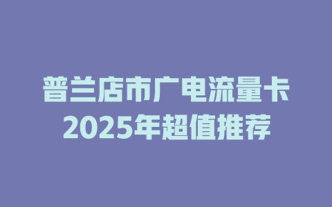 普兰店市广电流量卡2025年超值推荐