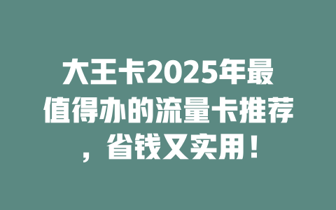 大王卡2025年最值得办的流量卡推荐，省钱又实用！