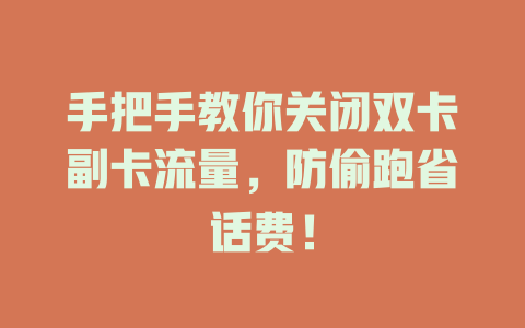 手把手教你关闭双卡副卡流量，防偷跑省话费！