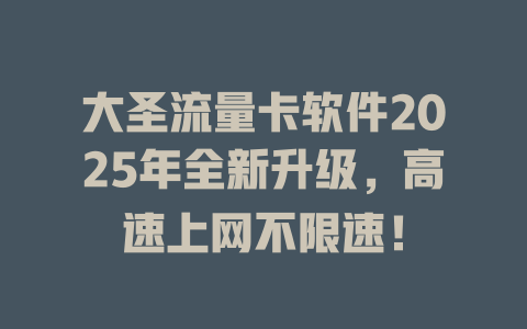 大圣流量卡软件2025年全新升级，高速上网不限速！