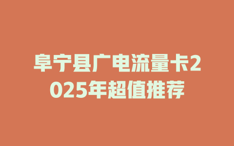 阜宁县广电流量卡2025年超值推荐