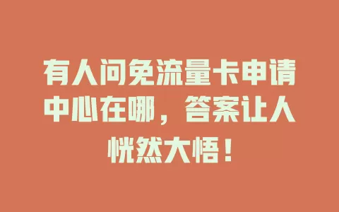 有人问免流量卡申请中心在哪，答案让人恍然大悟！