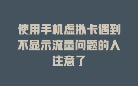 使用手机虚拟卡遇到不显示流量问题的人注意了