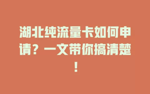湖北纯流量卡如何申请？一文带你搞清楚！