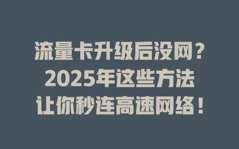 流量卡升级后没网？2025年这些方法让你秒连高速网络！