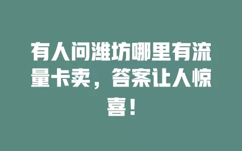 有人问潍坊哪里有流量卡卖，答案让人惊喜！