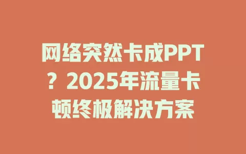 网络突然卡成PPT？2025年流量卡顿终极解决方案