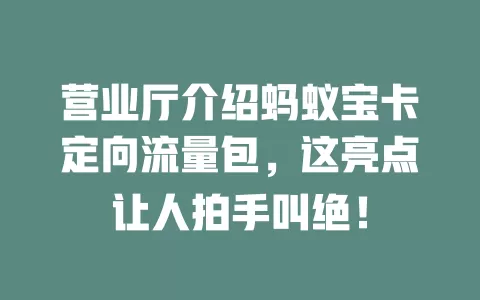 营业厅介绍蚂蚁宝卡定向流量包，这亮点让人拍手叫绝！