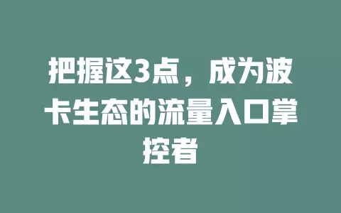 把握这3点，成为波卡生态的流量入口掌控者