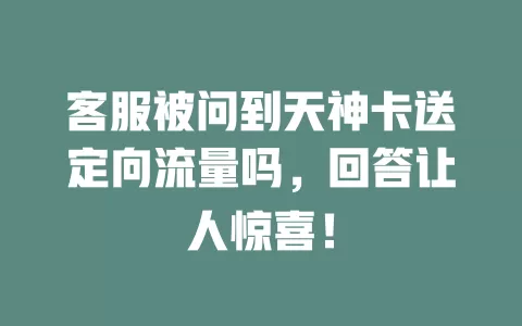 客服被问到天神卡送定向流量吗，回答让人惊喜！