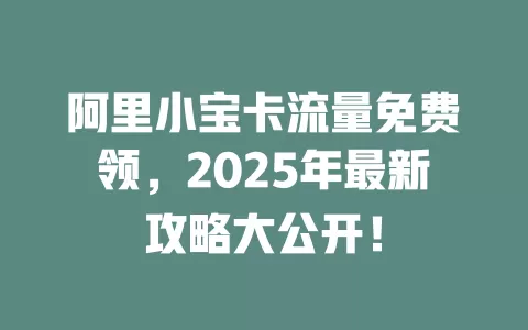 阿里小宝卡流量免费领，2025年最新攻略大公开！
