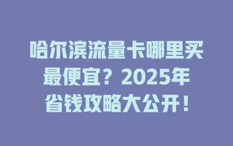 哈尔滨流量卡哪里买最便宜？2025年省钱攻略大公开！