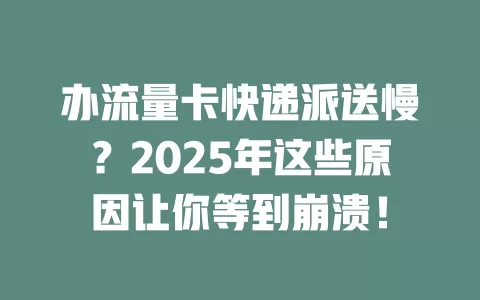 办流量卡快递派送慢？2025年这些原因让你等到崩溃！