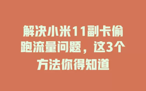 解决小米11副卡偷跑流量问题，这3个方法你得知道