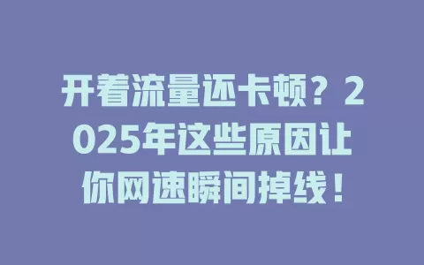 开着流量还卡顿？2025年这些原因让你网速瞬间掉线！
