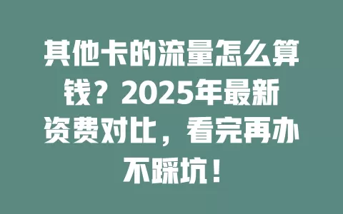 其他卡的流量怎么算钱？2025年最新资费对比，看完再办不踩坑！