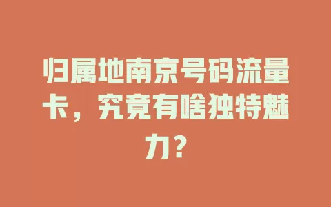 归属地南京号码流量卡，究竟有啥独特魅力？