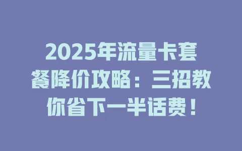 2025年流量卡套餐降价攻略：三招教你省下一半话费！
