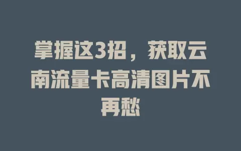 掌握这3招，获取云南流量卡高清图片不再愁