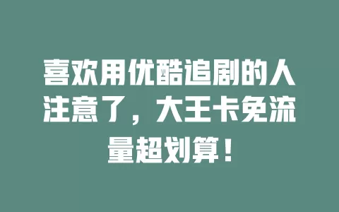 喜欢用优酷追剧的人注意了，大王卡免流量超划算！