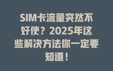 SIM卡流量突然不好使？2025年这些解决方法你一定要知道！