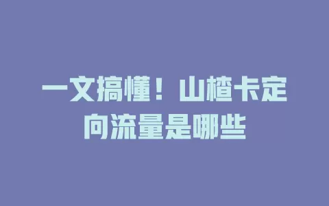 一文搞懂！山楂卡定向流量是哪些