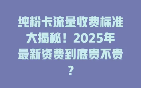 纯粉卡流量收费标准大揭秘！2025年最新资费到底贵不贵？