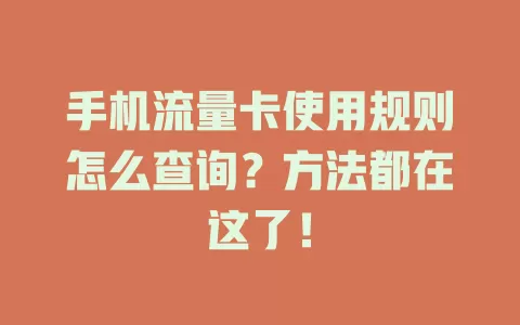 手机流量卡使用规则怎么查询?方法都在这了!