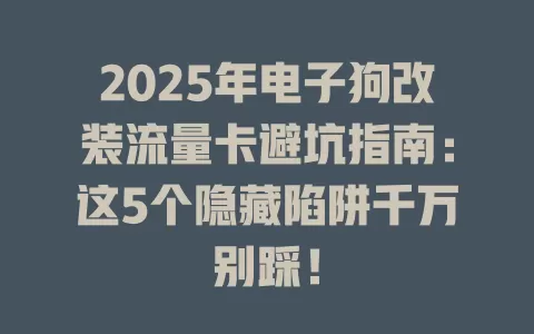 2025年电子狗改装流量卡避坑指南：这5个隐藏陷阱千万别踩！
