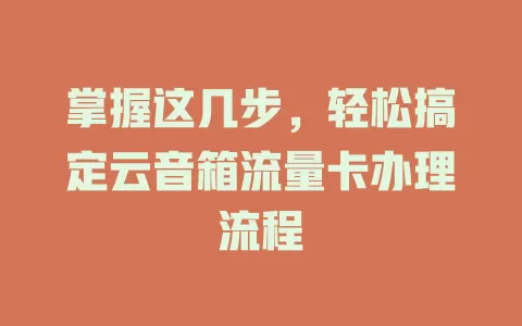 掌握这几步，轻松搞定云音箱流量卡办理流程