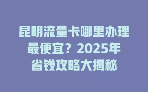 昆明流量卡哪里办理最便宜？2025年省钱攻略大揭秘