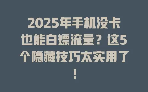2025年手机没卡也能白嫖流量？这5个隐藏技巧太实用了！