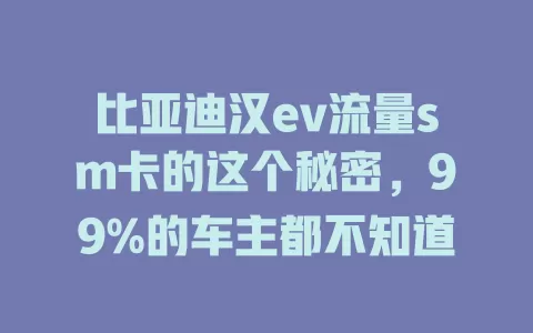 比亚迪汉ev流量sm卡的这个秘密，99%的车主都不知道