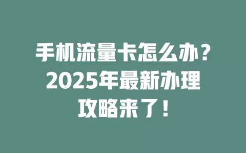 手机流量卡怎么办？2025年最新办理攻略来了！