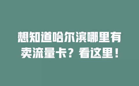 想知道哈尔滨哪里有卖流量卡？看这里！