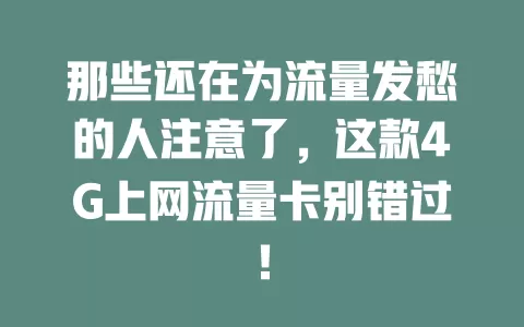 那些还在为流量发愁的人注意了，这款4G上网流量卡别错过！