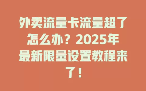 外卖流量卡流量超了怎么办？2025年最新限量设置教程来了！