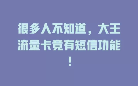 很多人不知道，大王流量卡竟有短信功能！